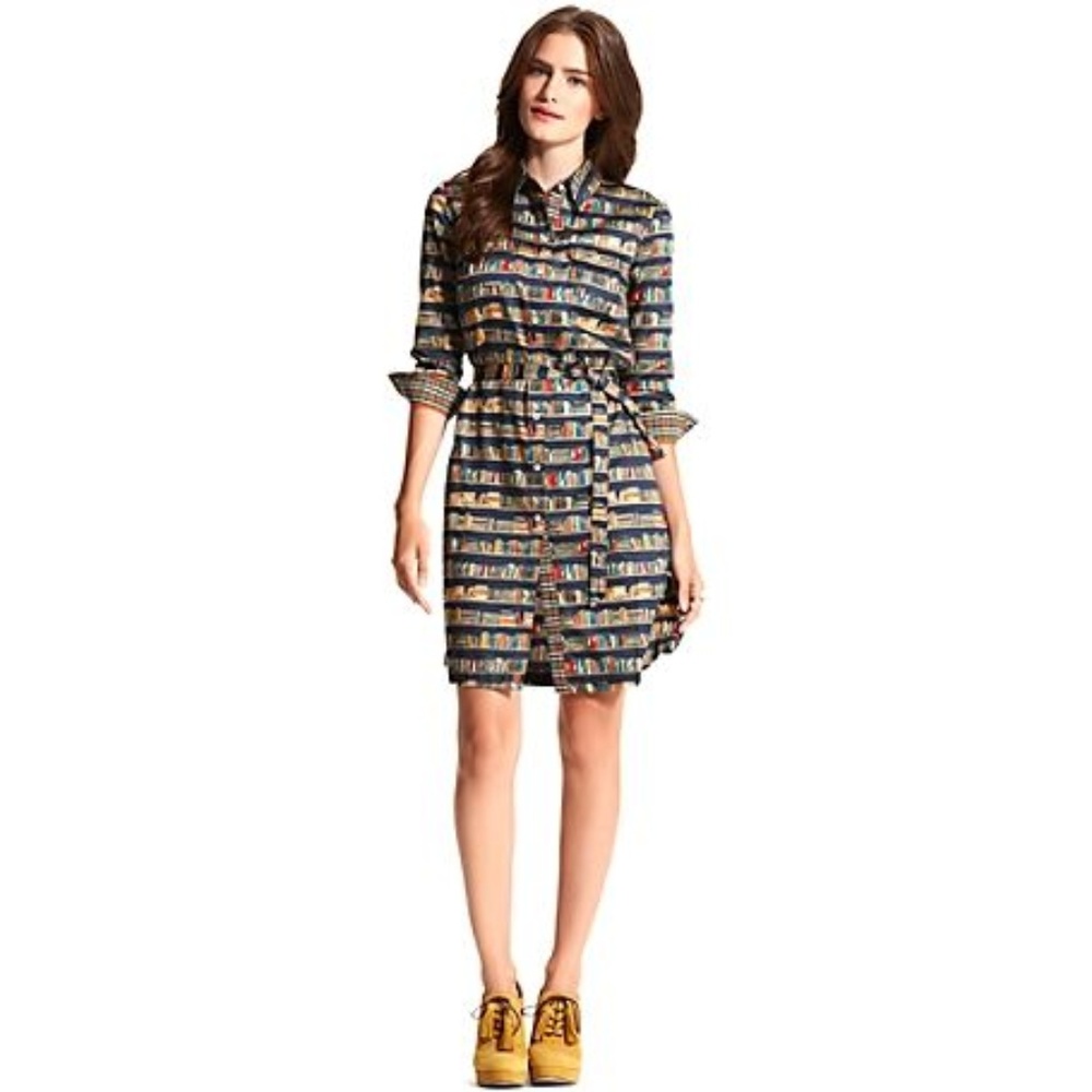 RARE Tommy Hilfiger Book print shirt dress